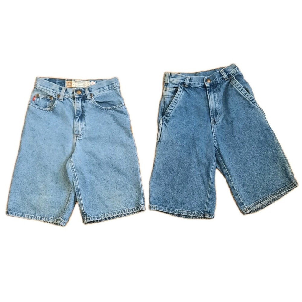 Lot of 2 Vtg Bugle Boy Jean Shorts Boys 10 Denim Carpenter/Big & Baggy Y2K 90s